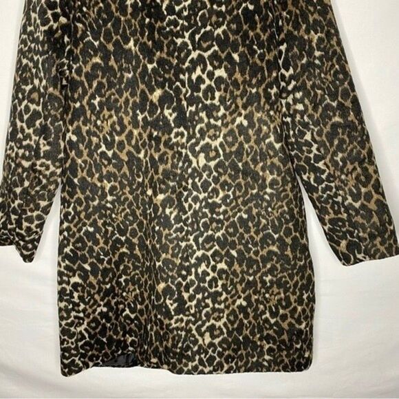 Apt 9 Overcoat Women’s M Brown Black Cheetah Animal Single Button Wool Blend - Picture 8 of 11